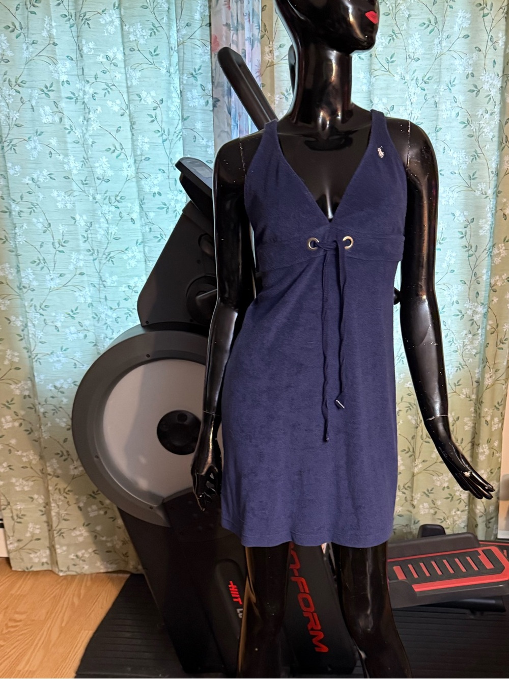 Polo by Ralph Lauren Navy V-Neck Tie-Front Mini Dress